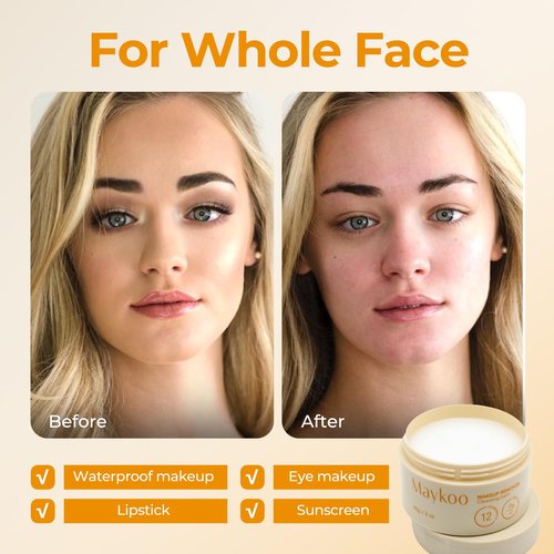MAYKOO Makeup Remover Balm Hydrating Deep Cleansing Balm, Dissolves Heavy Waterproof Make Up, Gentle Oil Based cleanser for Face with Spatula, Makeup Removing for All Skin Types, 85 g/3 oz