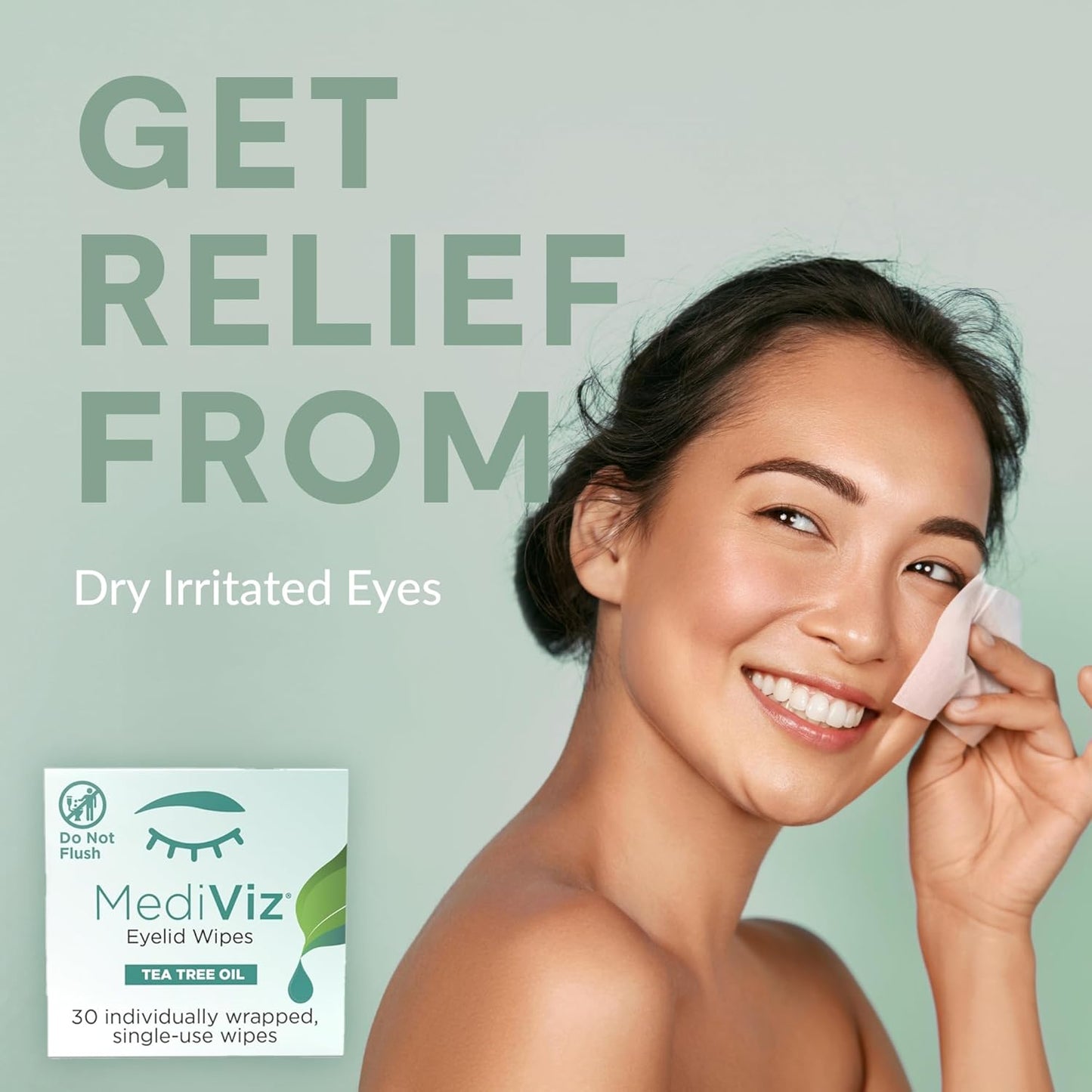 Skiennix Tea Tree Eyelid Cleanser Wipes - Soothing 30 Single-Use Towelettes for Dry Eye Relief
