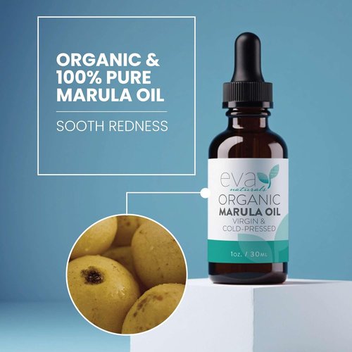 Eva Naturals Marula Oil - 100% Pure Cold Pressed Facial & Hair Serum - Lightweight Moisturizer for Aging Care - 1 Oz