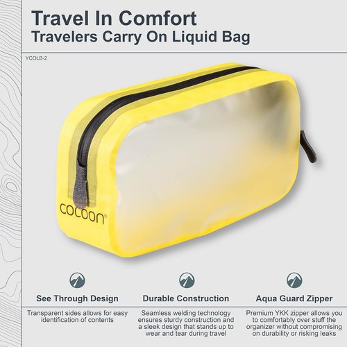 Cocoon Premium Travelers Carry-On Liquid Bag - Stylish Yellow Design for Easy Packing