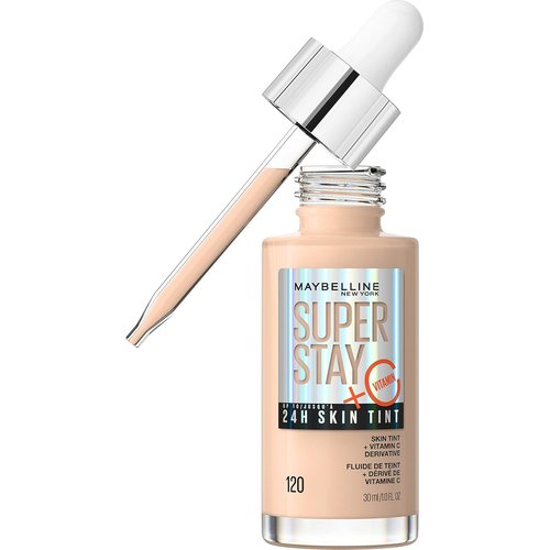 Maybelline Super Stay Skin Tint - 24HR Radiant Light-to-Medium Coverage Foundation with Vitamin C, 120