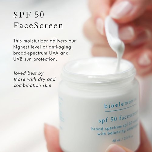 Bioelements SPF 50 FaceScreen - Antioxidant Broad-Spectrum Sunscreen Moisturizer - 2.3 oz | Vegan & Cruelty-Free