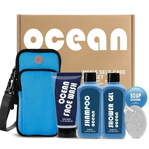 Regine Switzerland Men's Bath Gift Set - 6-Piece Self-Care Essentials with Phone Pouch | Perfect Birthday & Father's Day Gift