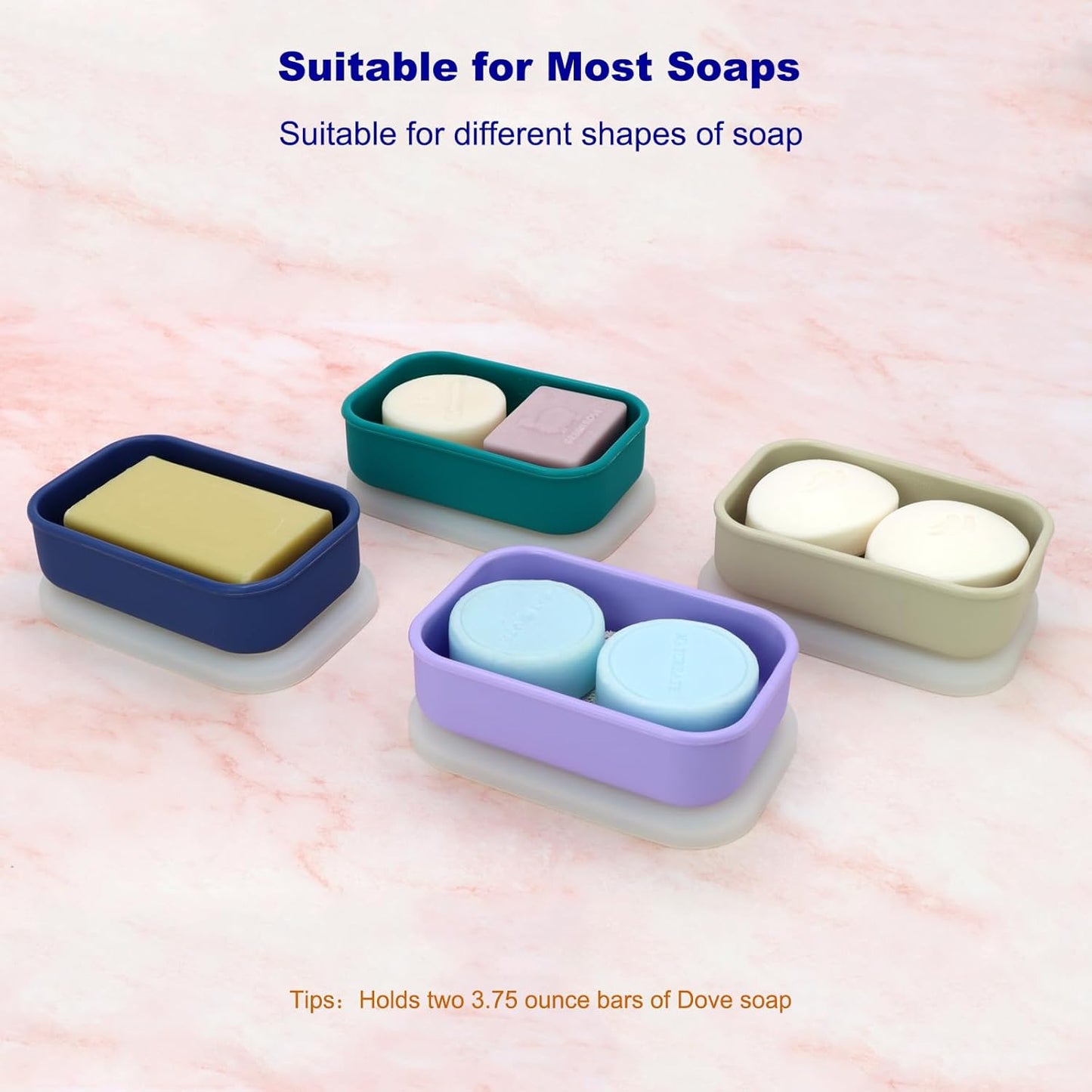 Skiennix Leak Proof Travel Soap Case - Portable Silicone Shampoo Bar Holder | Large Purple Design