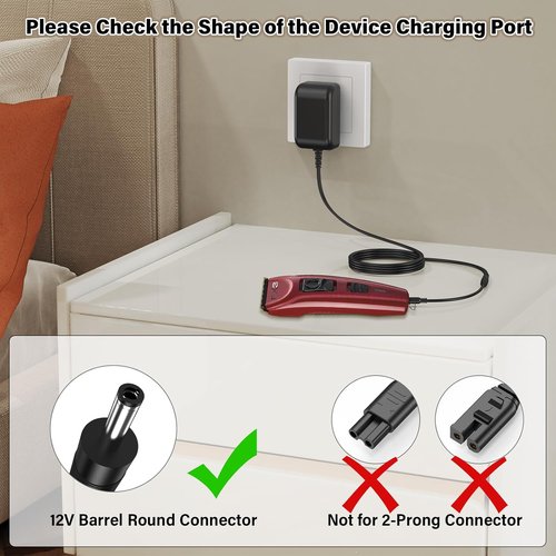BaByliss PRO FX3 Trimmer Charger - Replacement AC Adapter for Cordless Hair Trimmers | 12V Power Cord