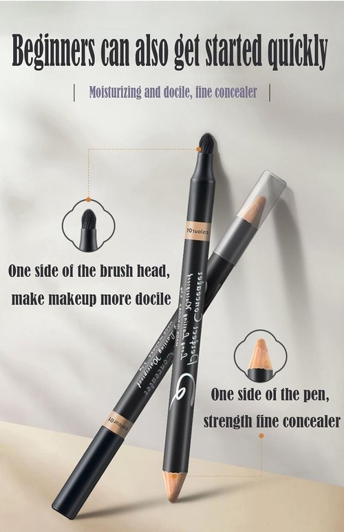 AKARY Concealer Pencil - 2-in-1 Dual-Sided Eyebrow & Face Highlighter Stick | Waterproof for Dark Circles & Acne Marks - Soft Skin Tone