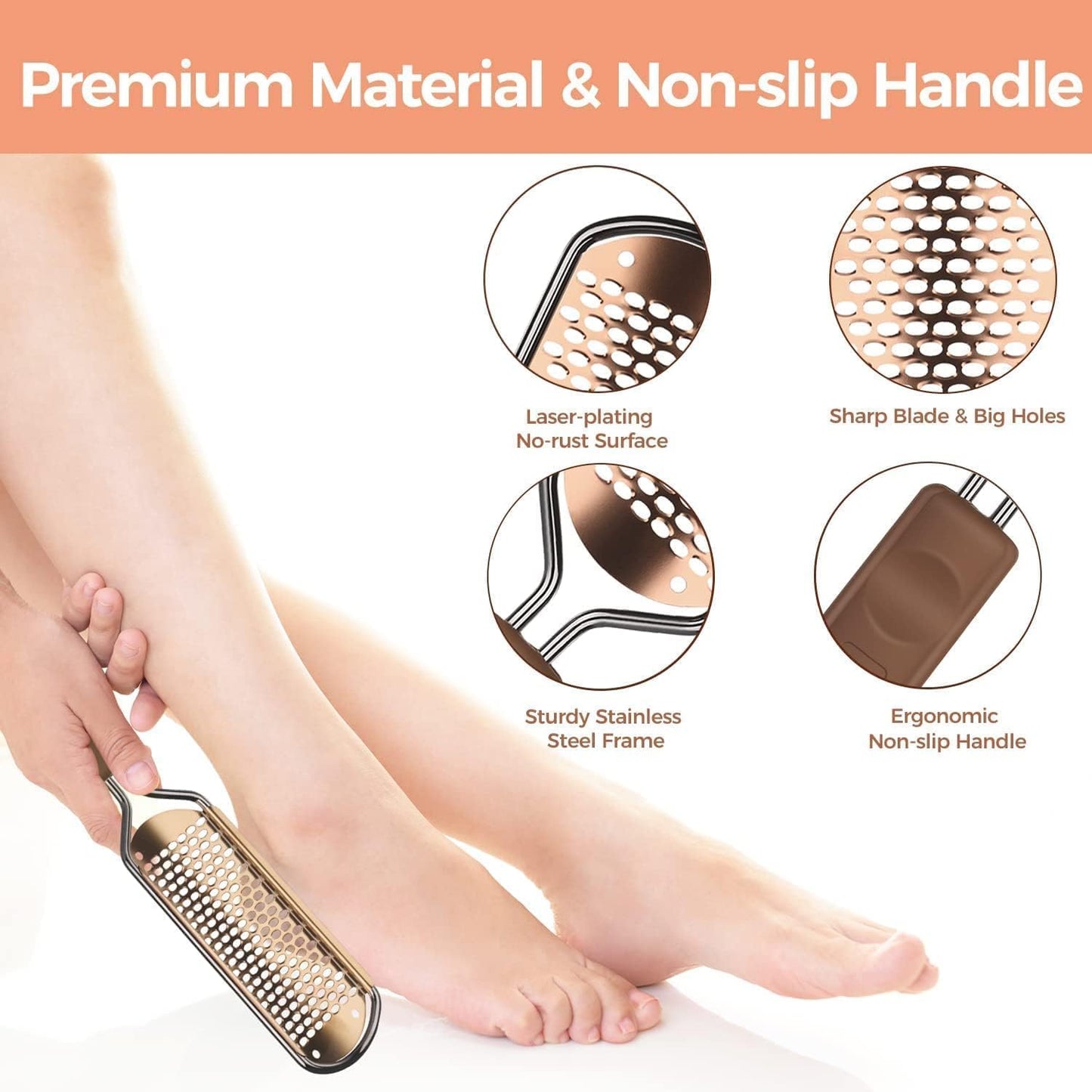 Easkep Foot File - Professional Callus Remover & Scrubber for Dry/Wet Feet | Golden Finish