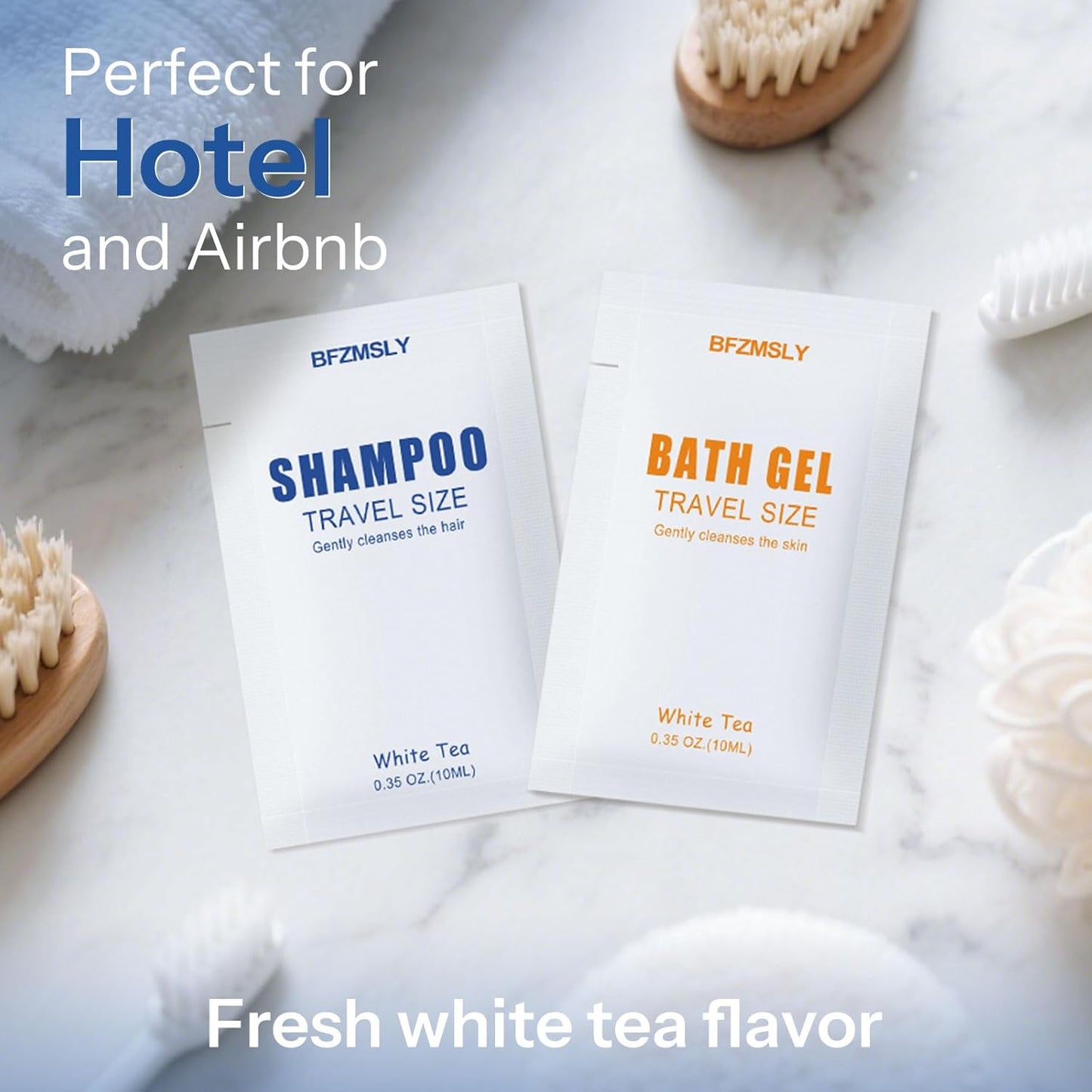 Skiennix Travel Size Toiletries Set - 3-in-1 Shampoo, Body Wash & Conditioner | White Tea Scent, 0.35oz Each - Ideal for Hotels & Airbnb