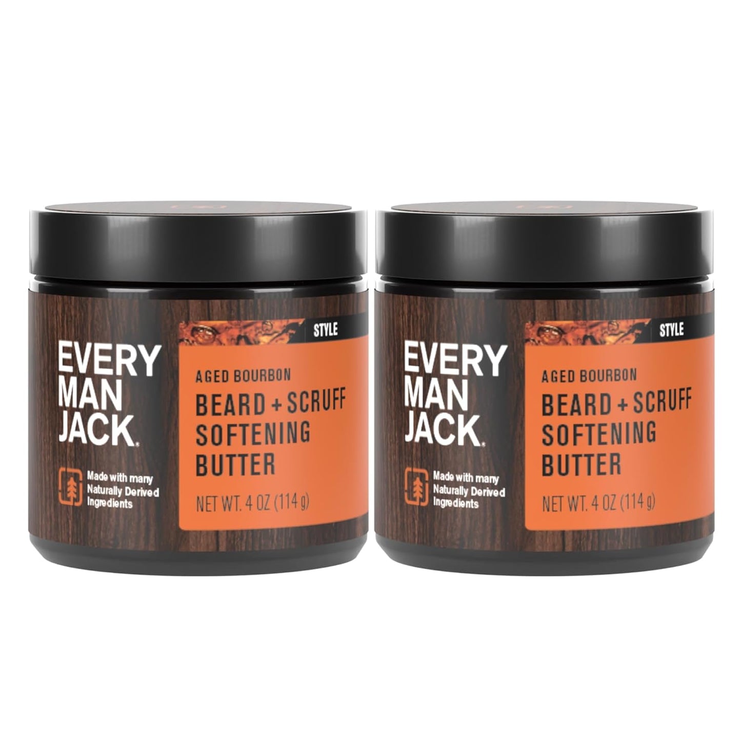 Every Man Jack Beard Softening Butter - Aged Bourbon Scent - Hydrates & Styles Dry Beards - 4 oz (2 Pack)