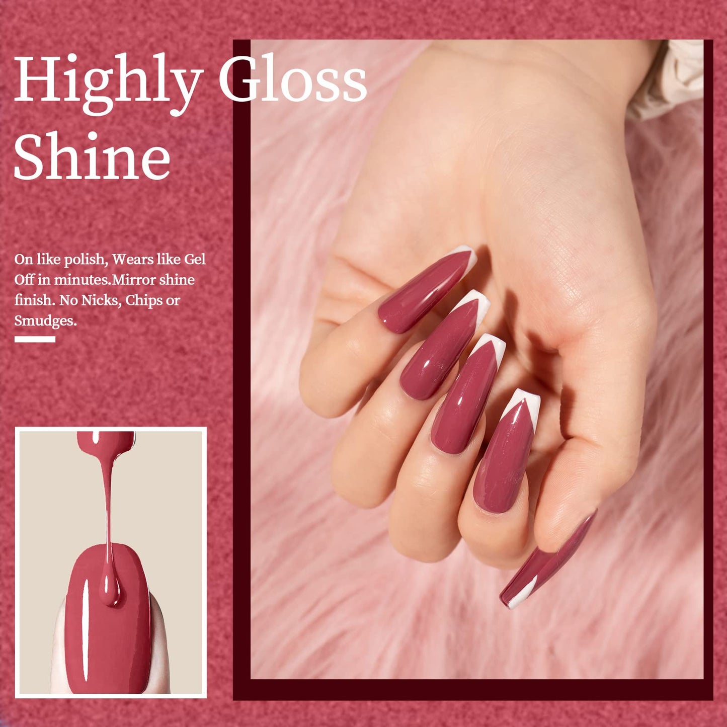 MAYCHAO 15ML Gel Nail Polish 1Pc Vino Red Nail Polish Soak Off UV LED Nail Gel Polish Nail Art Starter Manicure Salon DIY at Home, 0.5 OZ