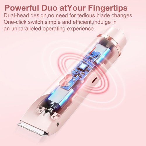 2 in 1 Electric Shaver for Women, Rechargeable Electric Shaver and Accessories, Wet and Dry Use Body Trimmer for Home (Blue)