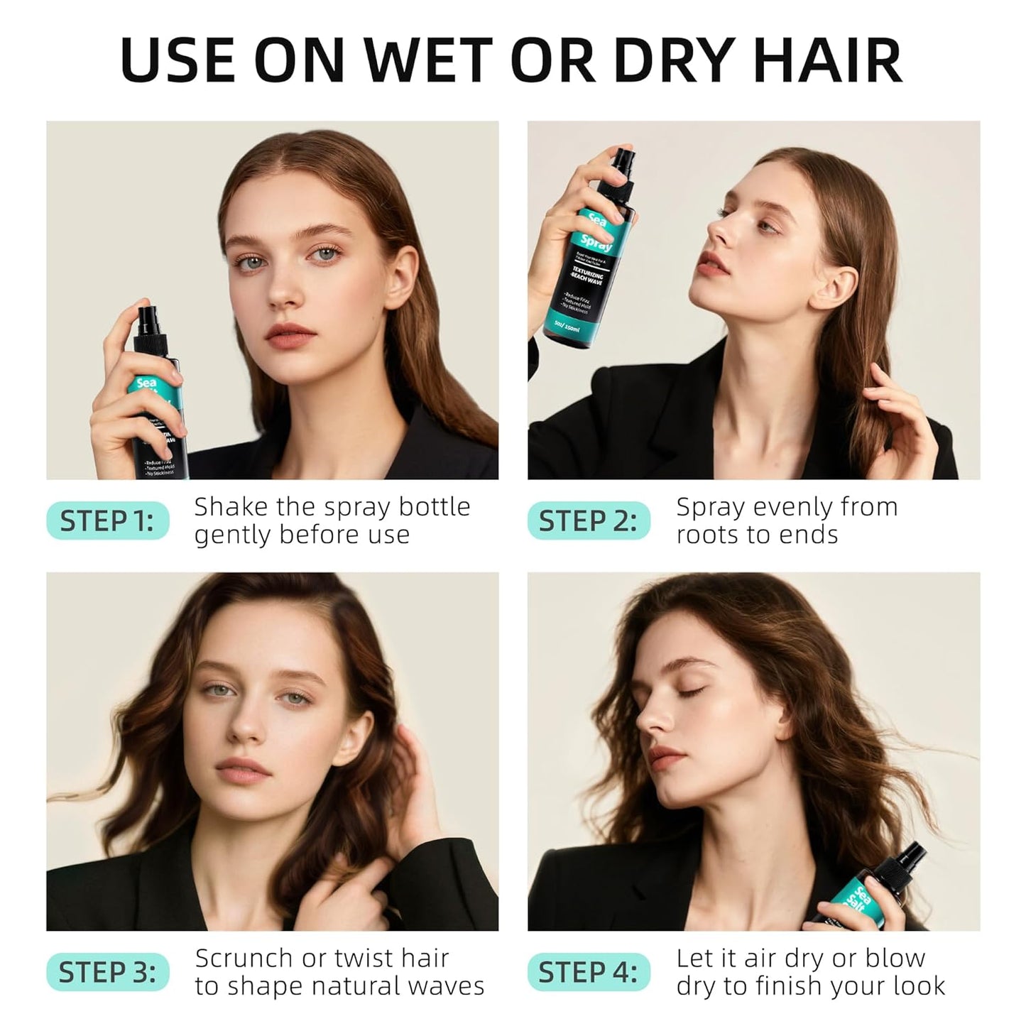 Sea Salt Spray - Texturizing Hair Volume Spray for Men & Women | Alcohol-Free, Coconut Scent, 5 fl oz