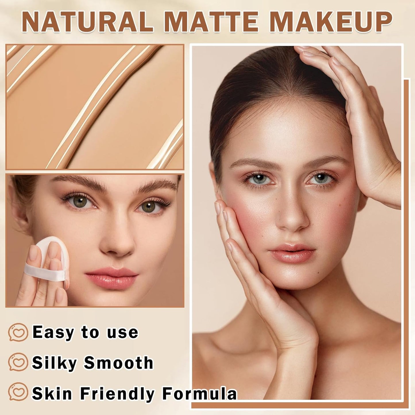 Skiennix Airbrush Foundation Makeup Spray - Full Coverage for Mature Skin | Long-Lasting & Waterproof (Natural/Warm Porcelain)