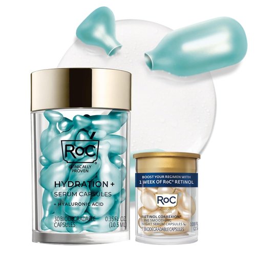 RoC Multi Correxion Night Serum Capsules - Intense Hydration & Anti-Aging Treatment | 30 CT + Retinol Capsules | 7 CT