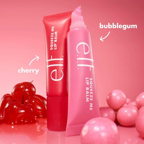 e.l.f. Squeeze Me More Lip Balm Duo - Moisturizing Sheer Tint with Hyaluronic Acid | Vegan Cherry & Bubblegum