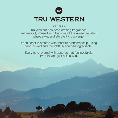 Tru Western Yellowstone Ride Men’s Handcrafted Cologne Spray for Men, Raw Bergamot, Smoked Whiskey, Charred Vanilla & Rough‑Cut Tobacco, 3.4 fl oz (100 ml)