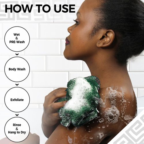 African Net Loofah Sponge - 2 Pieces Black Owned Authentic Body Sponges - Exfoliating Wash Cloths for Showering Yellow & Forest - Back Scrubber Exfoliator Shower Sponge for Body Bath Accessories