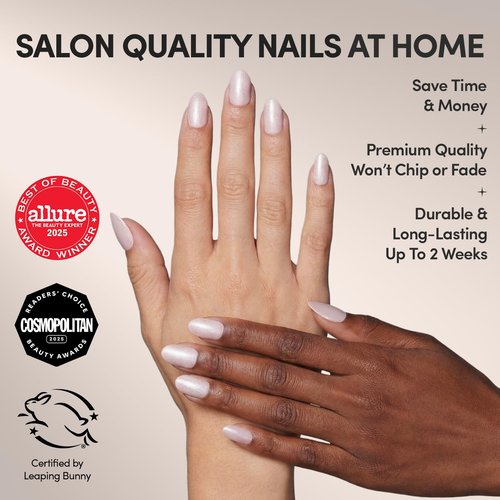 Glamnetic Press On Nails - Pure Intentions | Glossy, Semi-Transparent, Short Round Fake Nails, Salon Quality | 12 Sizes - 30 Nail Kit with Glue