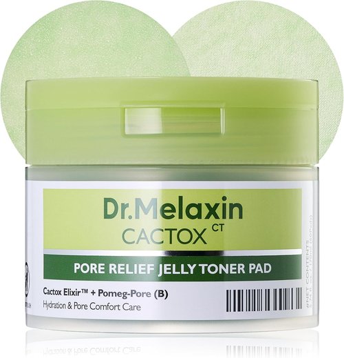 Dr. Melaxin Cactox Pore Relief Jelly Toner Pads - Cooling & De-Puffing Exfoliating Pads, 60 Count