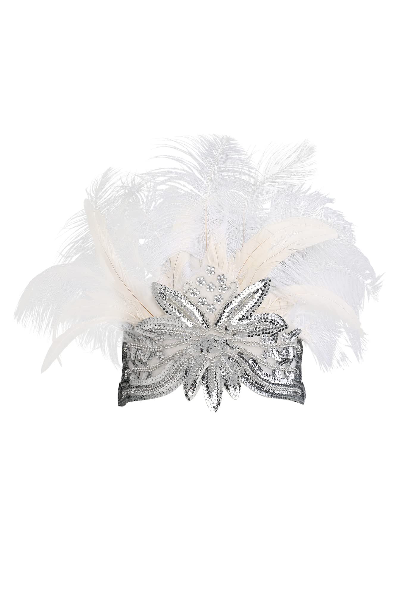 BABEYOND Carnival Feather Headpiece Showgirl Headband Women's Feather Pageant Headband 1920s Flapper Headband