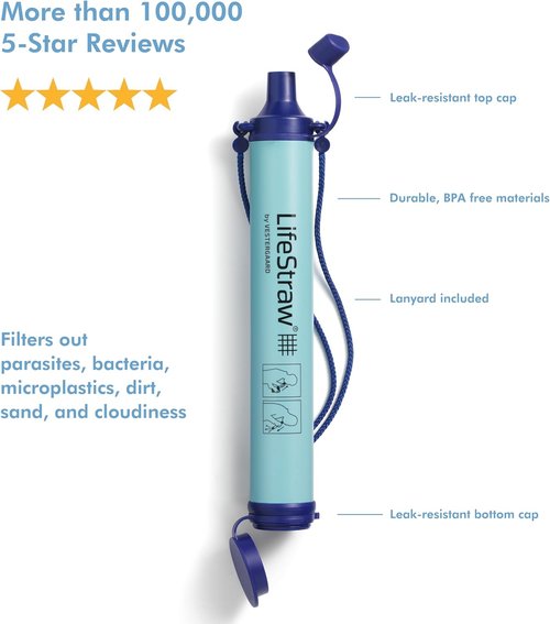 LifeStraw Personal Water Filter - Essential for Hiking, Camping, Travel & Emergency Use