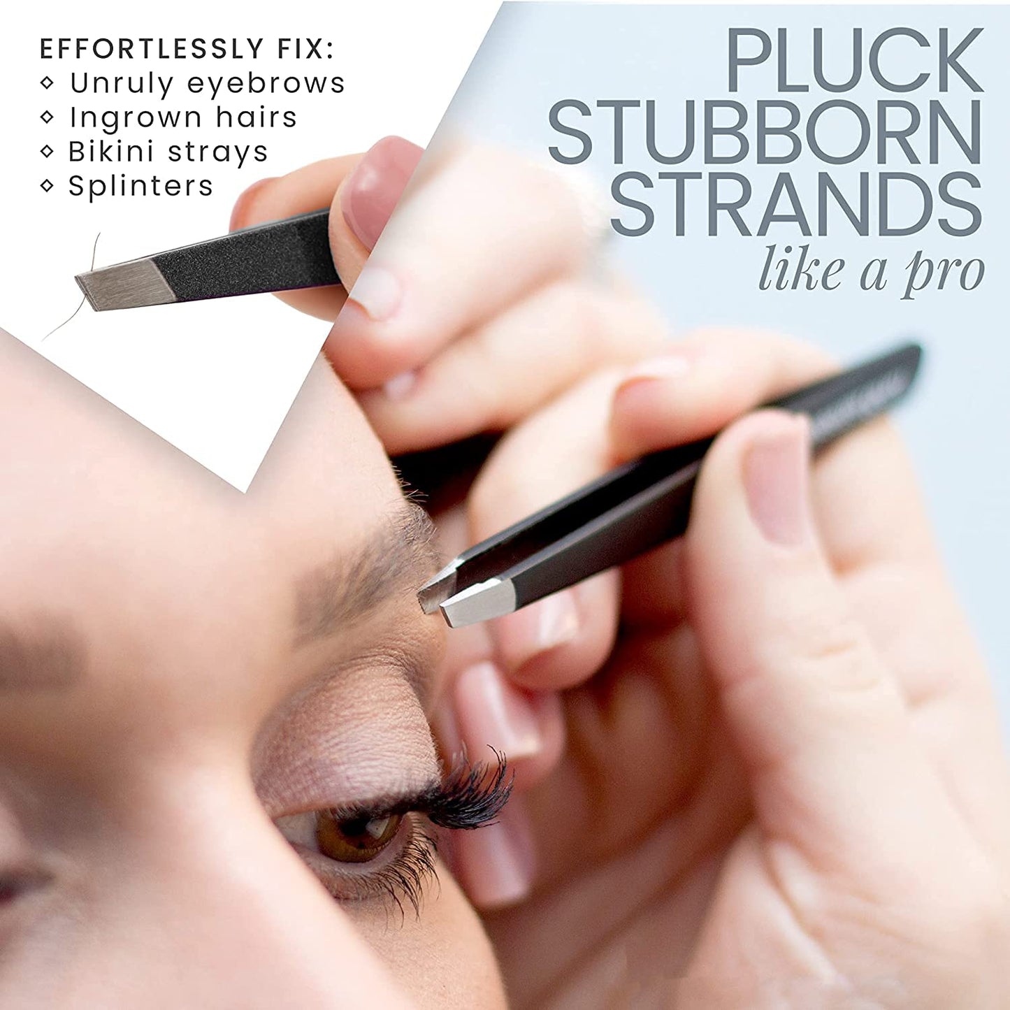 Tweezer Guru Tweezers for Women - Slant Pointed Precision Tweezers for Eyebrows & Ingrown Hair Removal - Blackhead and Splinter Tweezer with Sharp Needle Nose Point for Plucking (Purple)