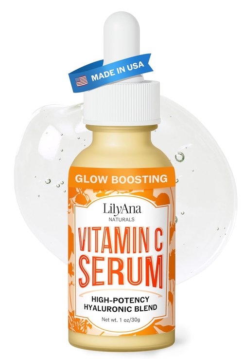 LilyAna Naturals Vitamin C Serum - Anti-Aging Face Serum with Hyaluronic Acid & Vitamin E (1oz)