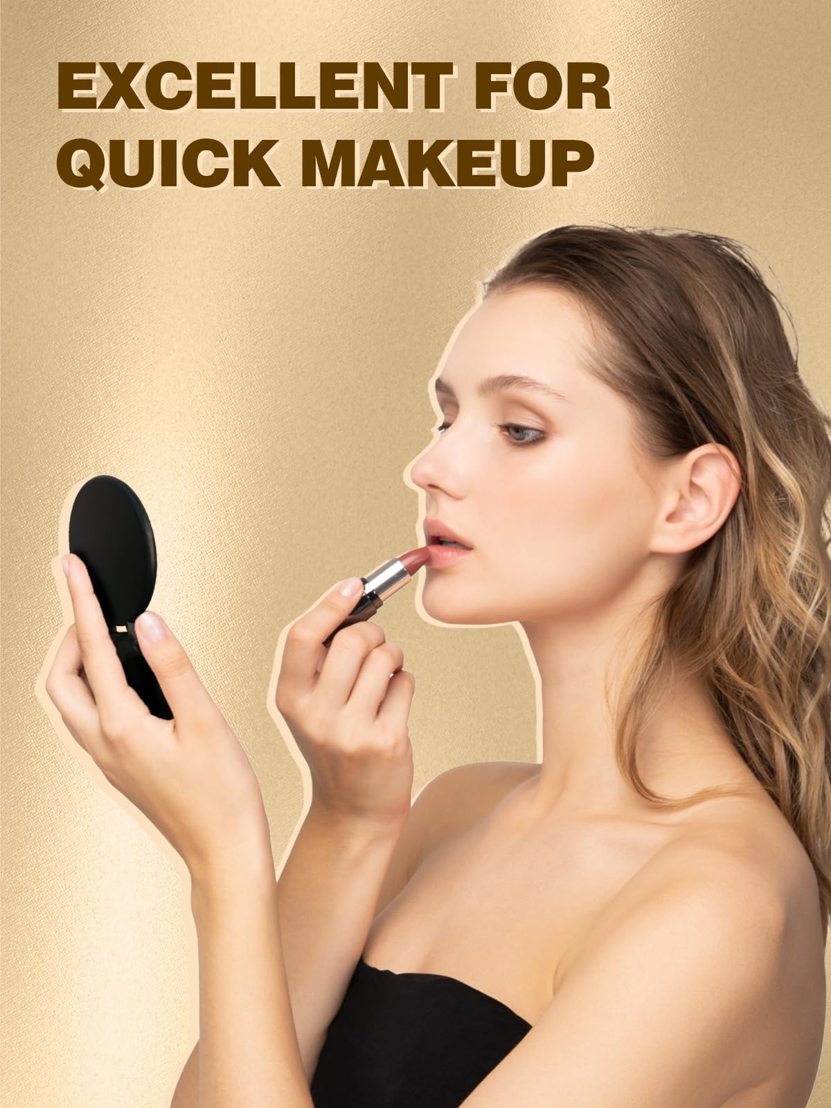 Qislee Compact Mirror Bulk, Round Makeup Mirror for Purse, Set of 36 (Black)