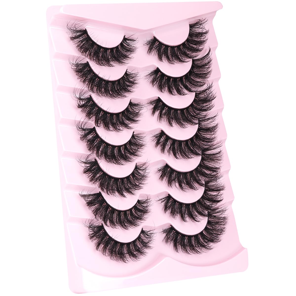 Mink Lashes Fluffy D Curl False Eyelashes 20mm Long Volume Lashes That Look Like Extensions Cat Eye Fake Lashes Faux Mink Strip Lashes Pack 7 Pairs
