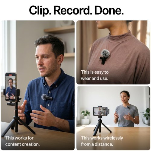 Mini Mic Pro (Latest Model) - Wireless Mini Microphone for iPhone, iPad, Android - 2 Pack Lavalier Microphone for Video Recording - iPhone Mic Crystal Clear Recording with USB-C for Content Creators
