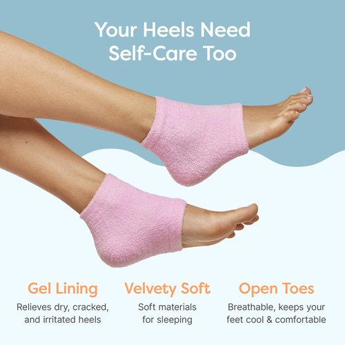 ZenToes Moisturizing Socks for Cracked Heel Treatment, Vitamin E, Olive Oil and Jojoba Oil Infused Heel Socks, Spa Gifts for Women, Mothers Day Gifts (Fuzzy Pink, Regular)