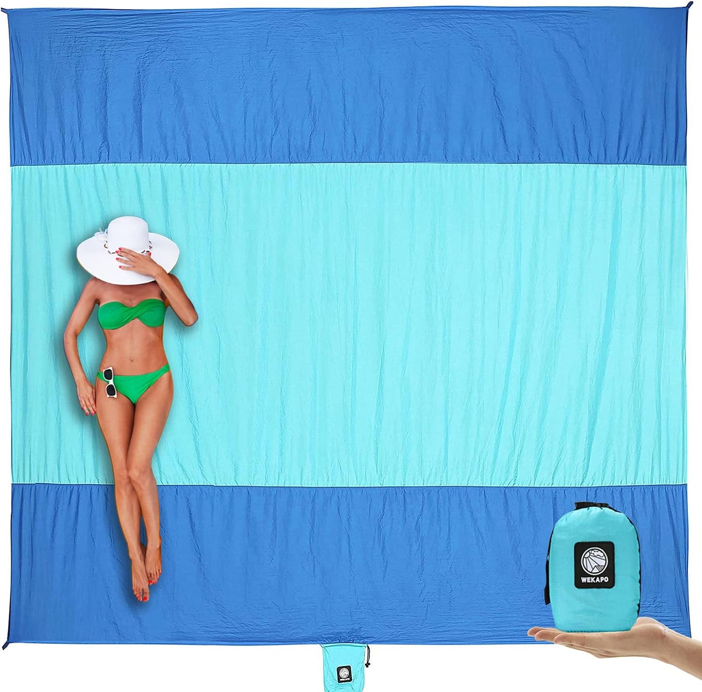 WEKAPO Beach Blanket - Sandproof Waterproof Mat | Extra Large, Quick Drying for Vacation & Camping