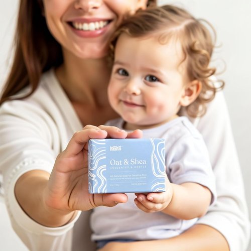 Keika Baby Soap Bar - Unscented Oat & Shea for Eczema Relief | 5 oz for All Skin Types