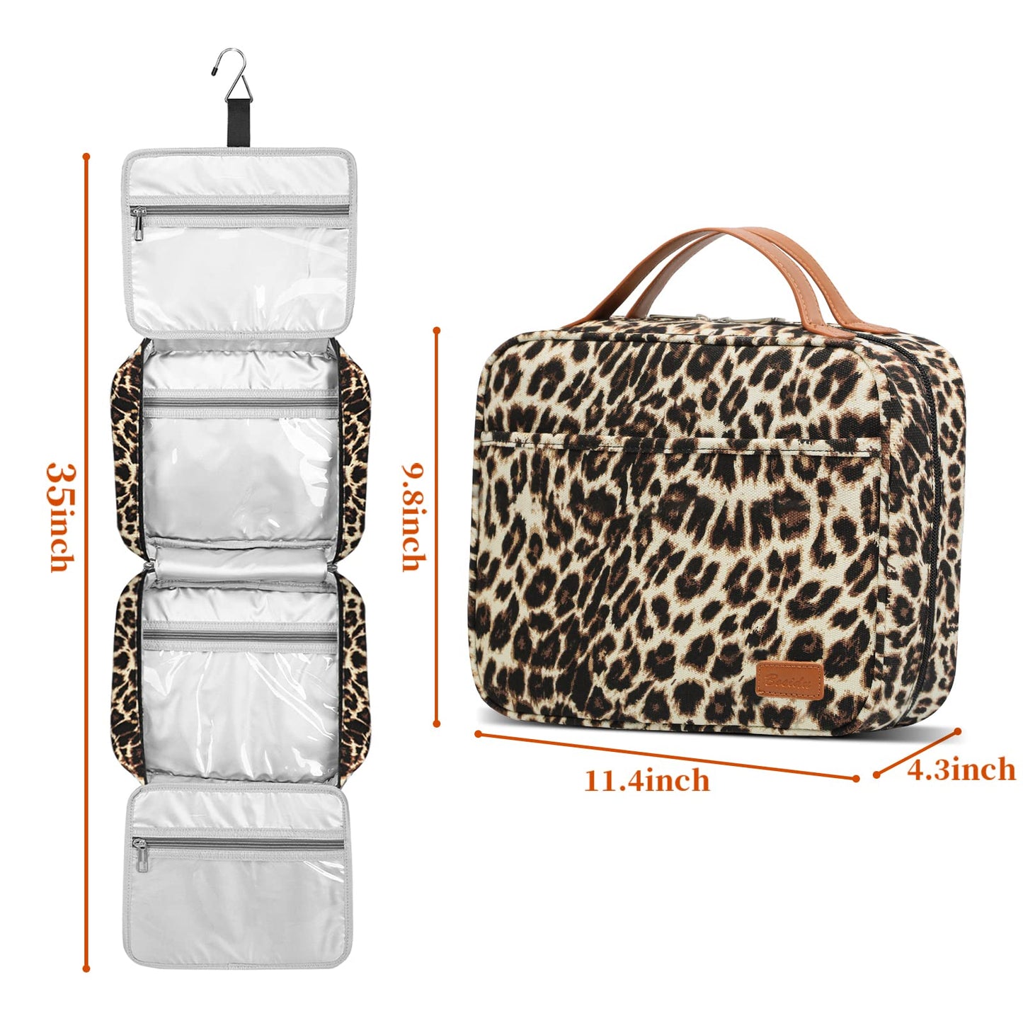 Bosidu Hanging Travel Toiletry Bag, Large Capacity Cosmetic Travel Toiletry Organizer for Women with 4 Compartments & 1 Sturdy Hook, Perfect for Daily Use/Valentines' Day