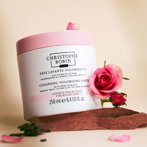 Christophe Robin Cleansing Volumizing Paste Shampoo - Rassoul Clay & Rose Extracts for Fine Hair | Travel Size 2.5 fl. oz