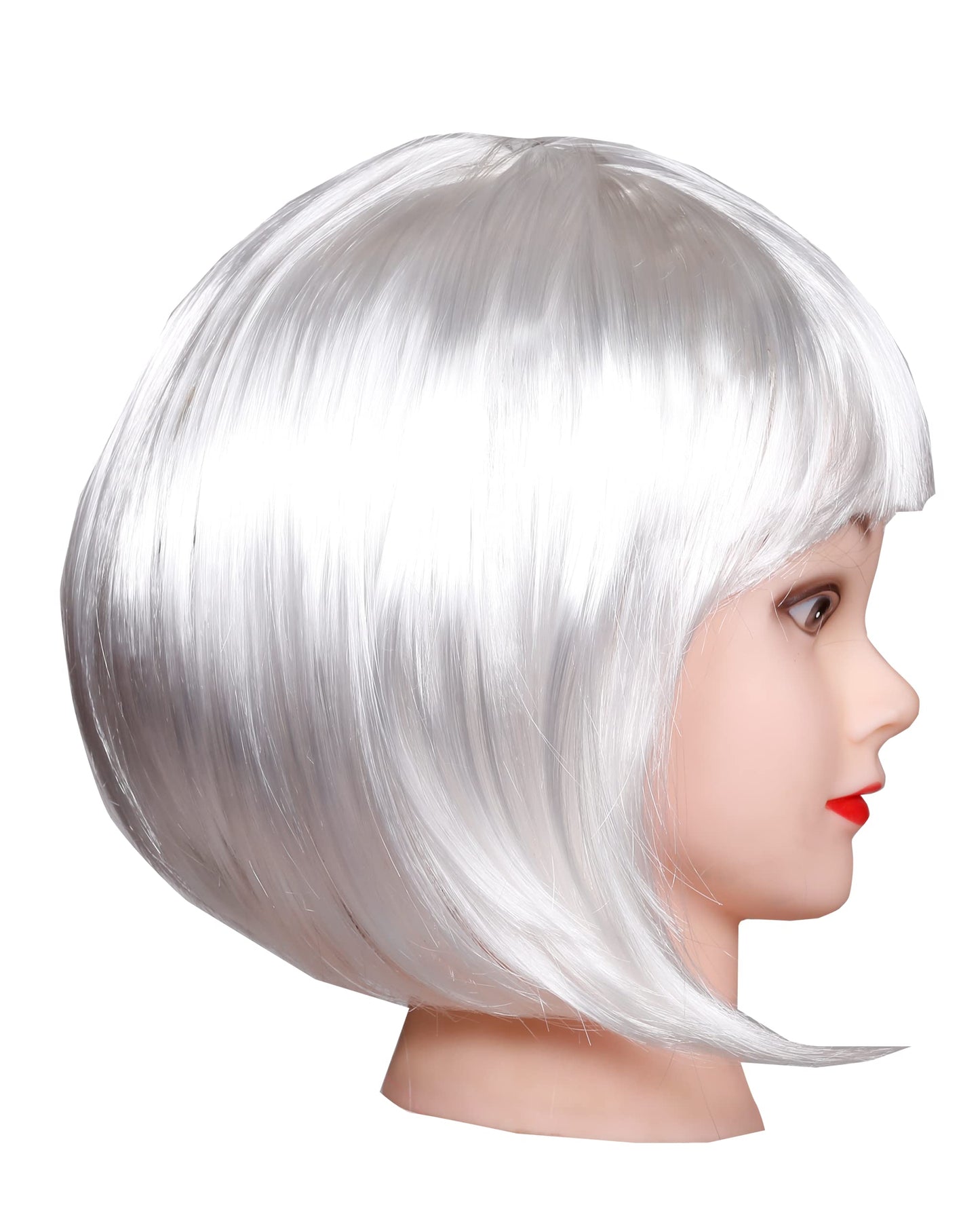 Matissa Short Straight 10" Bob Wig with Bangs Synthetic Fancy Dress Costume Halloween Party (White)