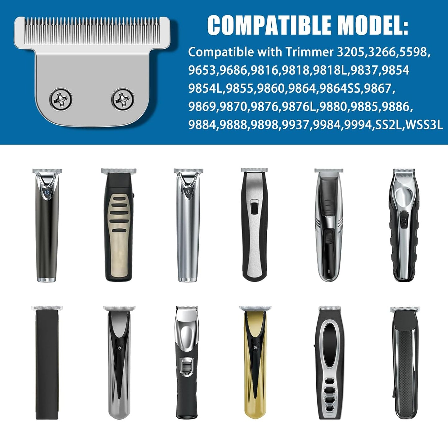 Wahl 02144 Replacement Detachable T Blade - Japanese Stainless Steel 40mm Compatible with Trimmers