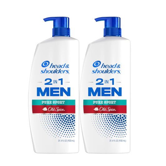 Head & Shoulders 2-in-1 Dandruff Shampoo and Conditioner Set, Clinically Proven Dandruff & Itch Relief, Lemon-Lime Scent of Old Spice Pure Sport, Nourish Scalp & Hair, 31.4 Fl Oz Each, 2 Pack
