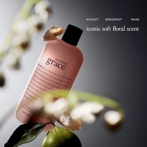 Philosophy Pure Grace 3-in-1 Shampoo | Luxurious Shower Gel & Bubble Bath - Softens Skin & Cleans Hair