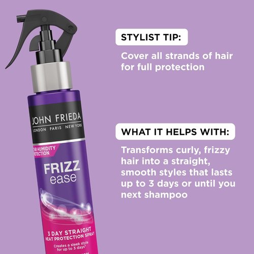 John Frieda Frizz Ease Heat Protection Spray - Keratin-Infused for 3-Day Straight, 3.5 Oz | Frizz-Free Finish