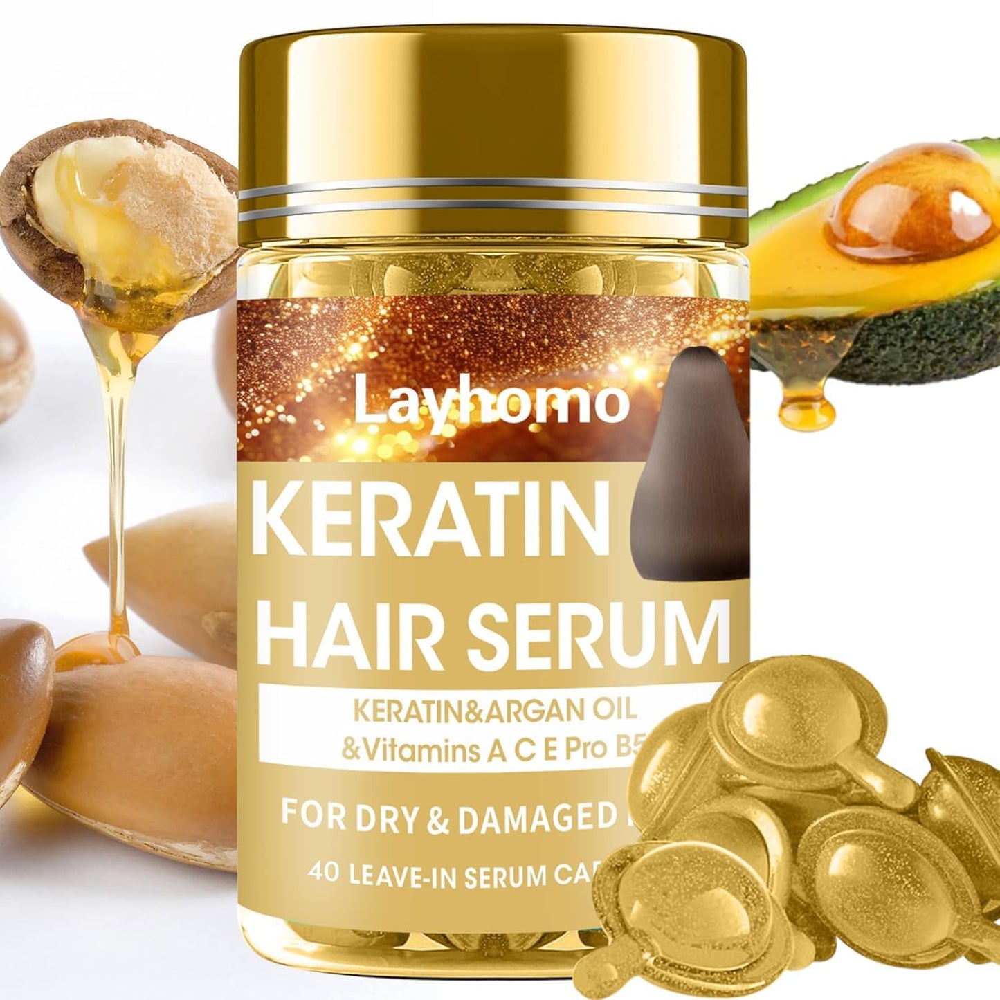 Skiennix Keratin Hair Treatment Serum | Nourishing Anti-Frizz Oil Capsules | Leave-In Conditioner for All Hair Types