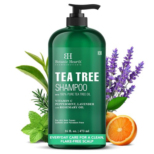 Botanic Hearth Tea Tree Shampoo - Fights Dandruff & Dry Scalp with Vitamin C & Essential Oils | 16 fl oz
