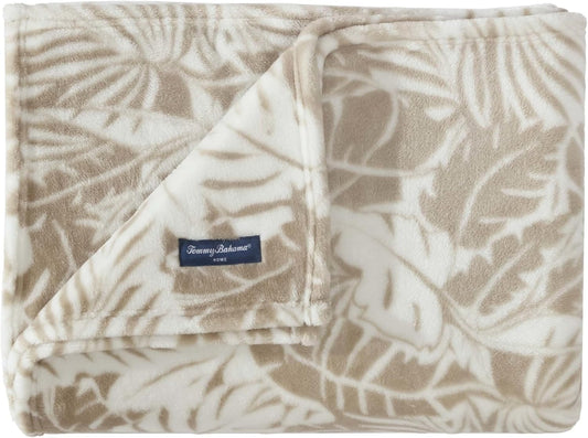 Tommy Bahama - Plush Fleece Throw Blanket | Tropical Bedding Set for Bed or Couch (Costa Blanca Beige, 50" x 70")