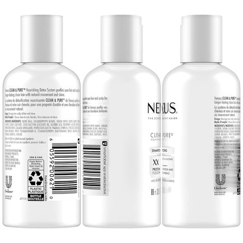 Nexxus Travel Shampoo & Conditioner Set - Clean & Pure Hair Care with Elastin Protein, 3 Oz Each