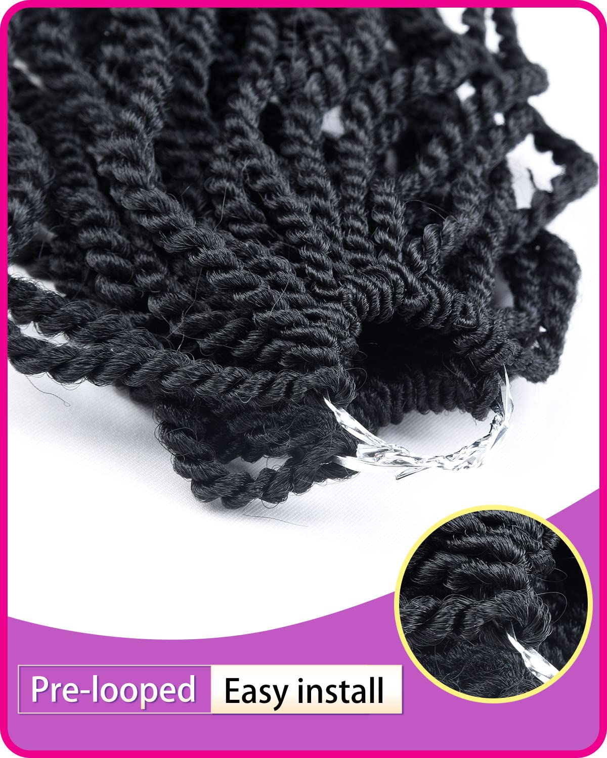 TOZIKA Wavy Senegalese Twist Crochet Hair 12 Inch Crochet Hair for Black Women Pre-twisted Kids Crochet Hair 2 Packs Braids Wavy Ends Synthetic Hair Extension(1B#, 12 Inch）