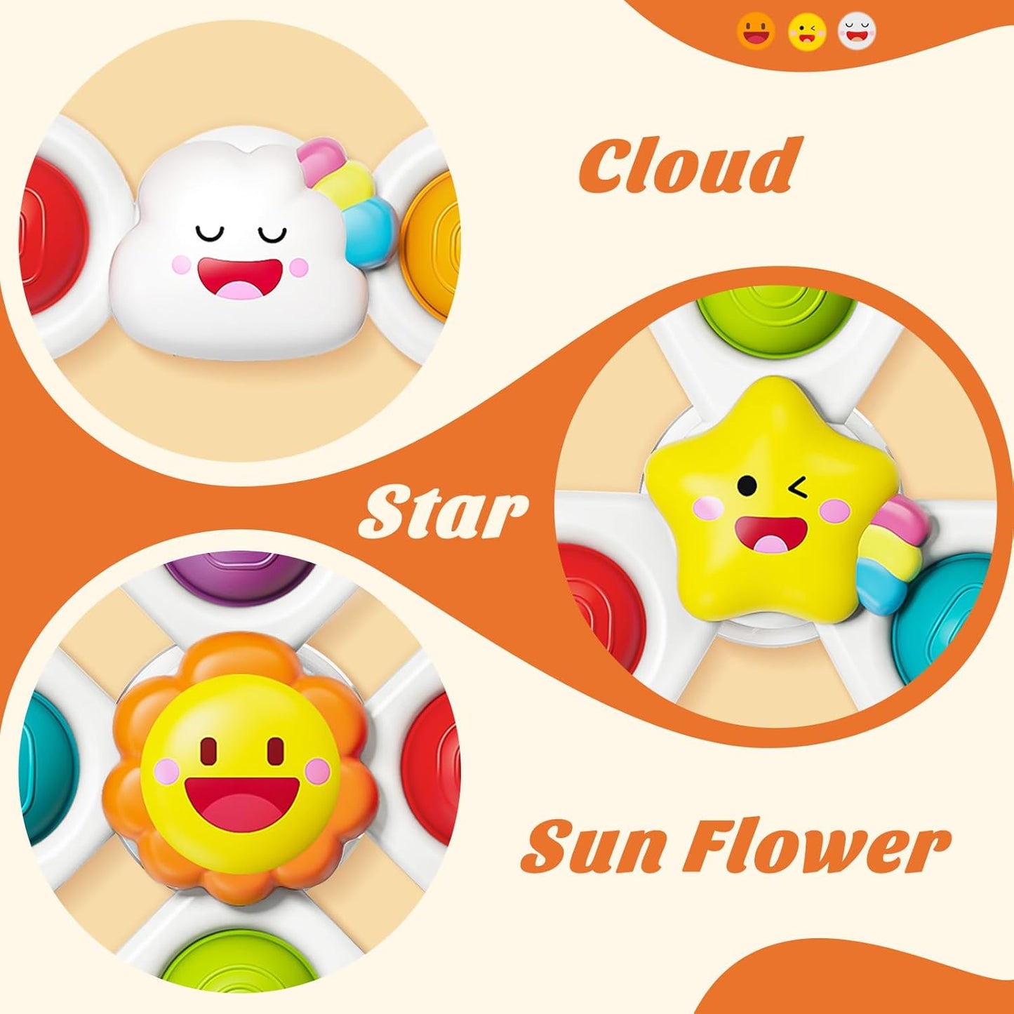 SpringFlower Baby Toys - Suction Cup Spinner Bath Toy for 0-18 Months | Sensory Travel Toy for Toddlers