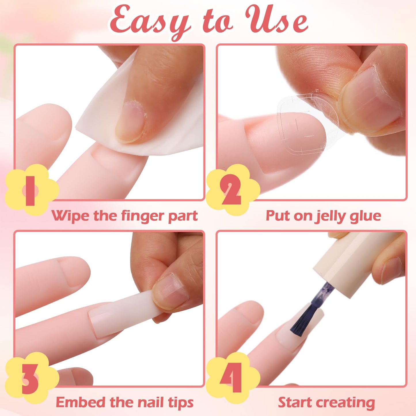 Zhaoyao Practice Hand for Acrylic Nails, Flexible Bendable Nail Practice Hand for Beginners with 100 PCS Nail Tips & 192 PCS Jelly Glues, Silicone Manicure Training kit for Nail Art