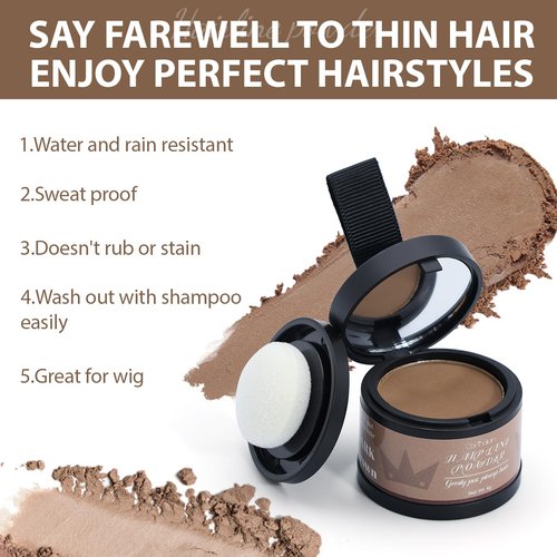 2 Pack Hairline Powder for Women and Men, Used to Root Touch Up Hair Color, Thinning and Gray Hair Coverage and Bald Spots Coverage, Brown