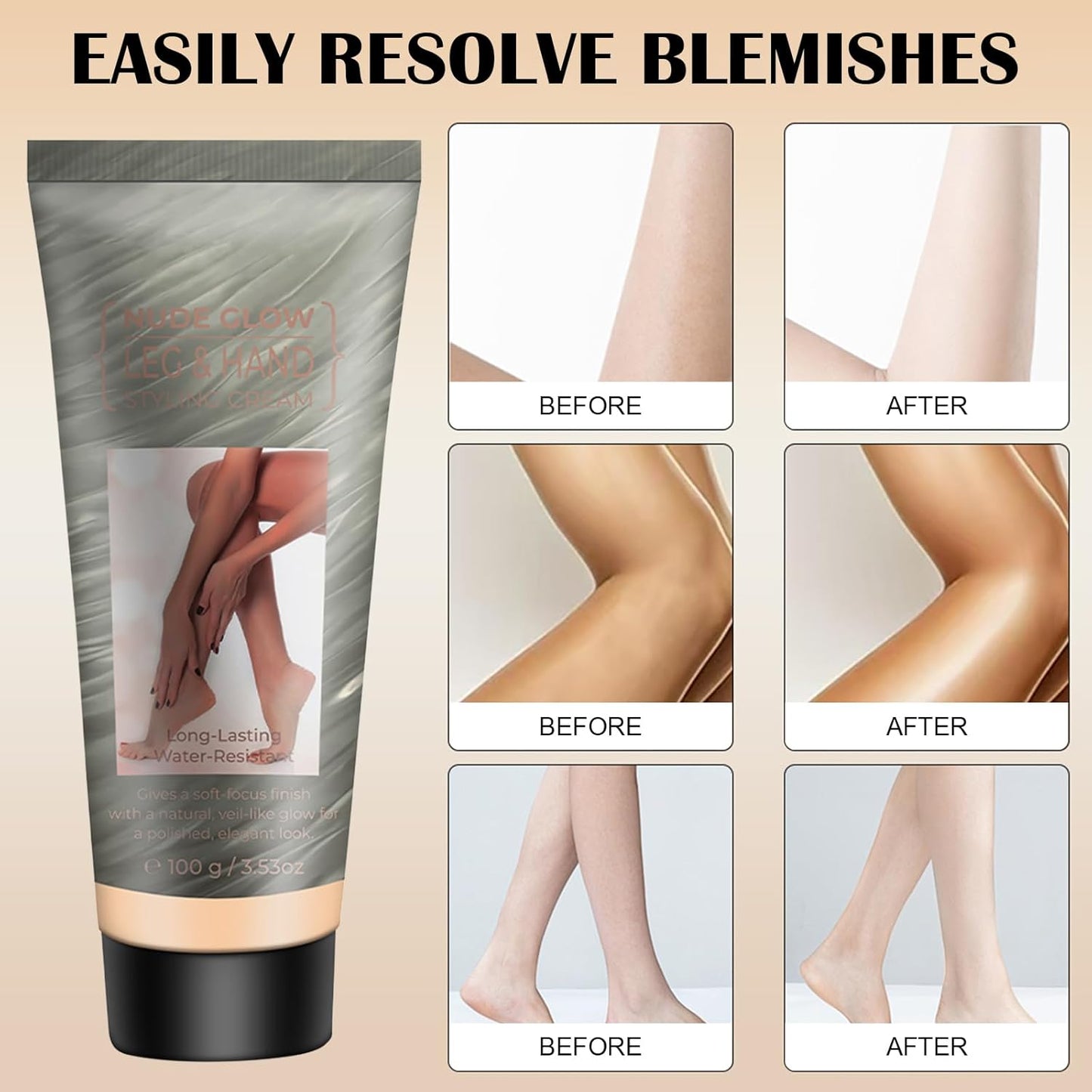 Skiennix Waterproof Leg & Body Makeup Cream - Transfer-Resistant Full Coverage Concealer for Tattoos & Scars, 03