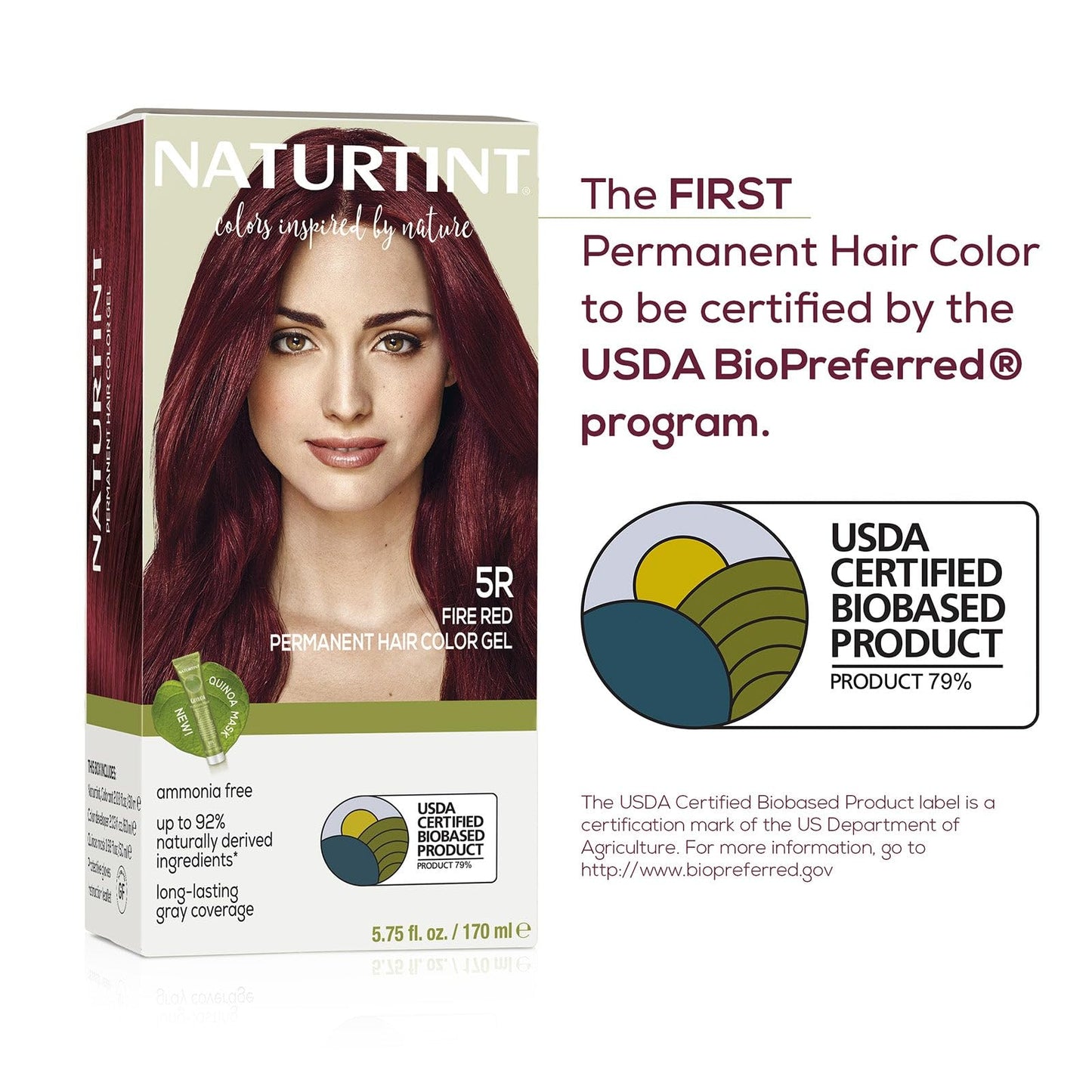 Naturtint 5R Fire Red Permanent Hair Color (Pack of 1), Ammonia Free, Vegan, Cruelty Free, up to 100% Gray Coverage, Long Lasting Results (Packaging may vary)